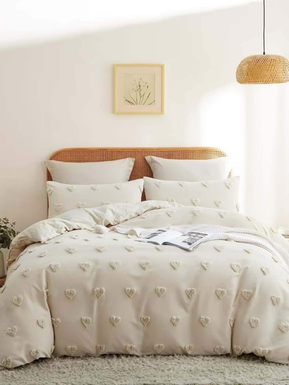 Ivory Boho Heart Dot Duvet Set
